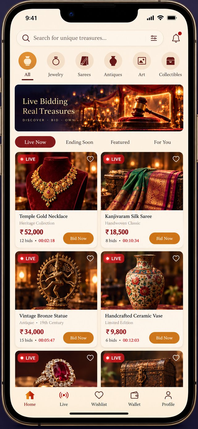 BidBaazaar app home feed