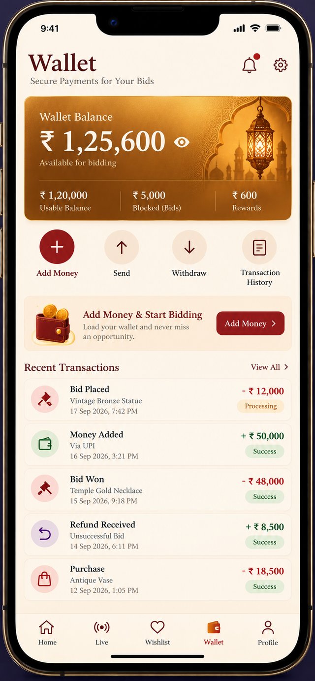 BidBaazaar wallet screen